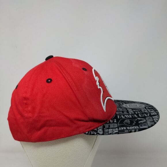 MG Men's Snapback Hat Red Embroidered Big Logo Print Bill Tampa Bay Buccaneers - Picture 4 of 8